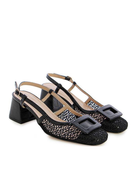 Leather Heels with Medium Heel Black