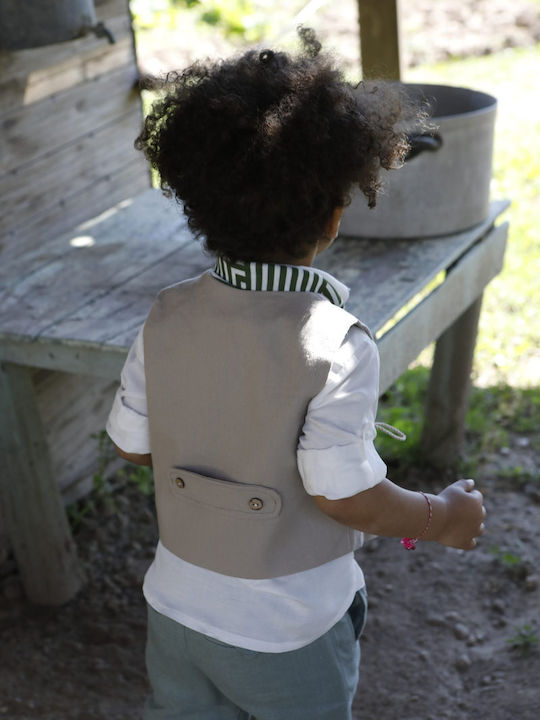 Baptism Suit for Boys Theodosis Beige-Green 1730 Bambolino Bmb-1730