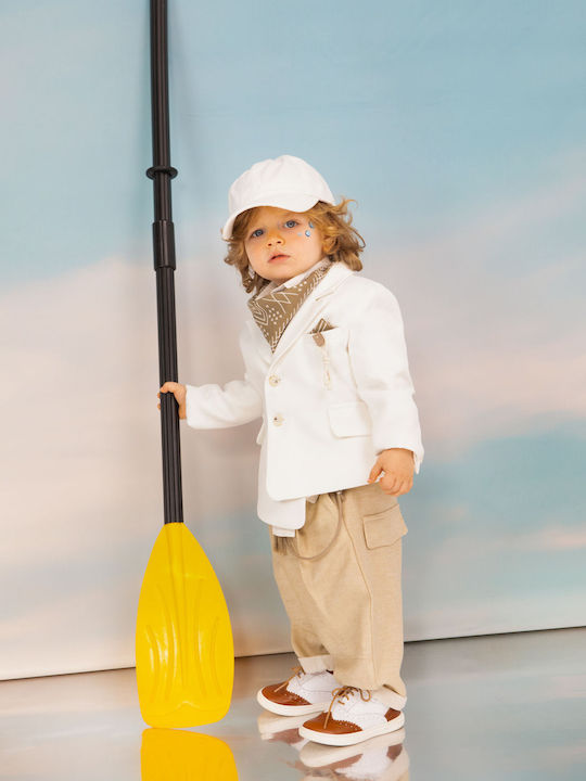 Baptism Suit for Boy Miltos Beige-Ecru 1743 Bambolino Bmb-1743