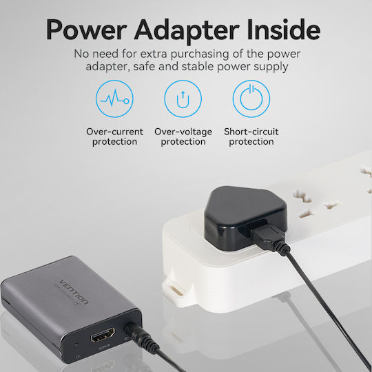 Vention Hdmi Extender Over Ethernet 50m W Uk Psu Akgh0-uk