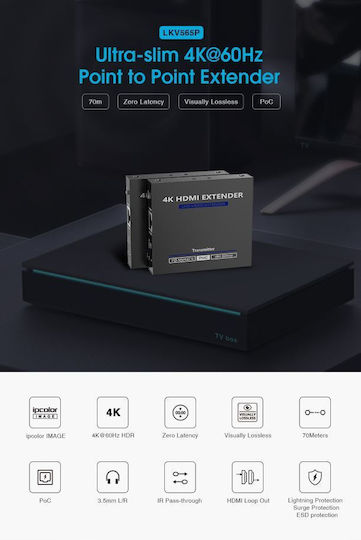 Lenkeng Удължител HDMI През Ethernet 70м 4K Poc Ir Loop Lkv565p