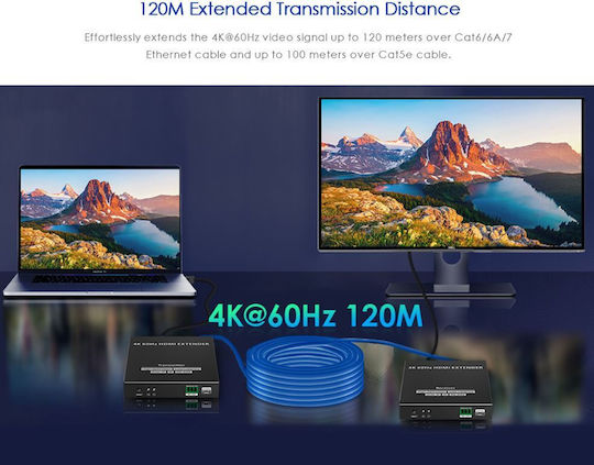 Lenkeng Extender HDMI Peste IP 4k60hz 120m 1g Lkv582