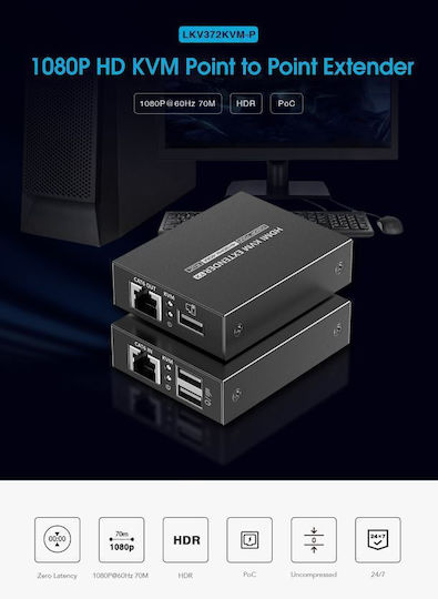 Lenkeng Kvm Hdmi Extender Over Ethernet 4k30hz 70m Lkv372kvm-p