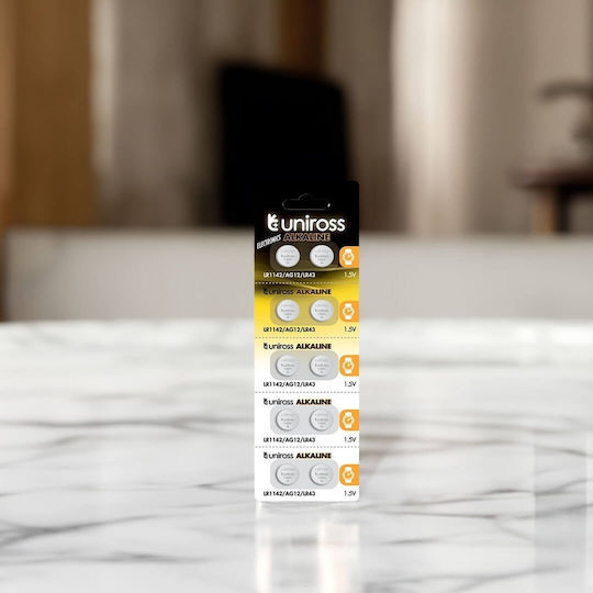 Uniross Alkaline Coin LR1142 AG12 LR43 Battery 10 Pack