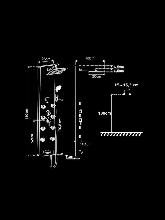 Shower Column & Hydromassage Vinci Dark Crystal J798010 Black Glossy Shower Column & Hydromassage Vinci Dark Crystal J798010 Black Glossy