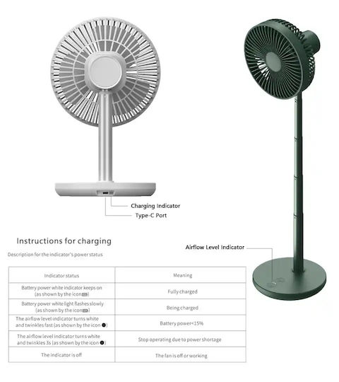Jisulife Extendable Rotating Desktop Fan Fa13p White