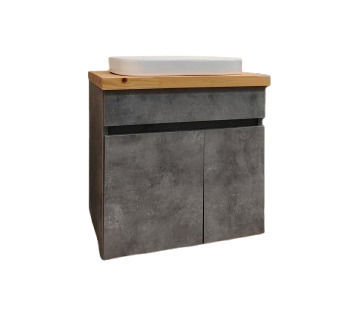 Шкаф за баня Furnibath F61 Cement 7743 с вградена мивка и огледало