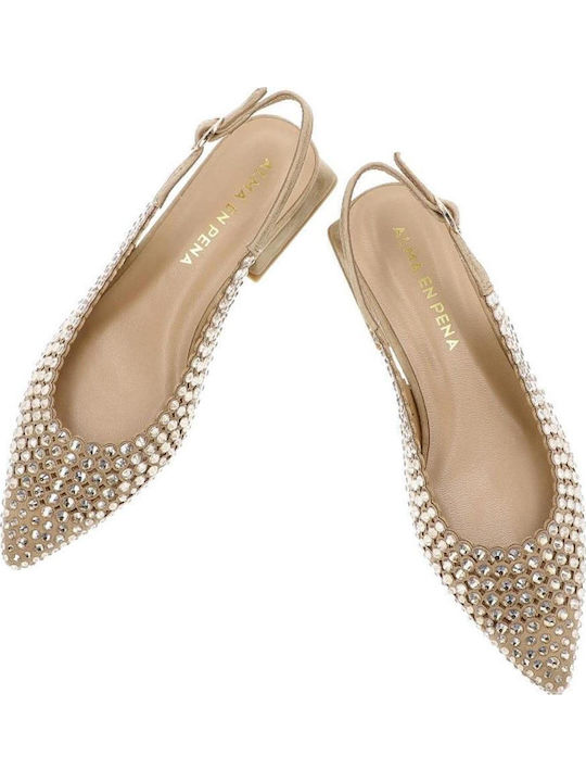 Suede Slingback Ballerinas Beige