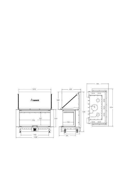 A. Caminetti Aminetti Crystal 110 MAX Șemineu cu inserție Lemn 18kW Trei fețe cu uși de cabinet