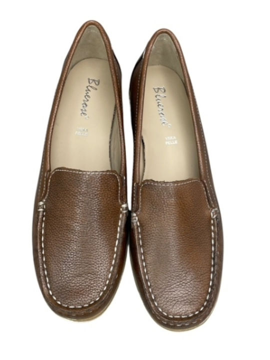 Leather Women's Moccasins in Tabac Brown Color