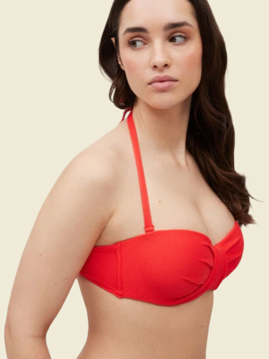Strapless Bikinioberteil C Mit Polsterung Koralle
