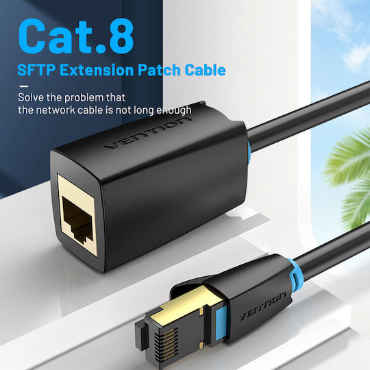 Vention Network Cable Cat8 Sftp M-F Extension 3.0m Black