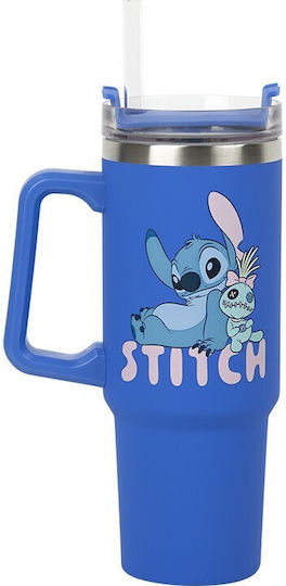Paladone Παιδικό Παγούρι Lilo & Stitch Ανοξείδωτο με Καλαμάκι Μπλε 900ml