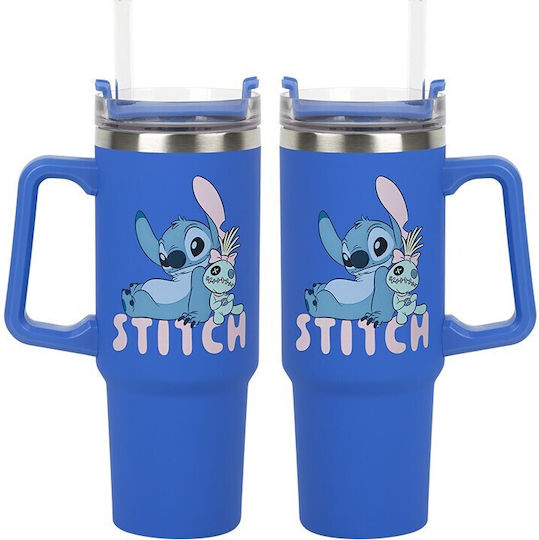 Paladone Παιδικό Παγούρι Lilo & Stitch Ανοξείδωτο με Καλαμάκι Μπλε 900ml