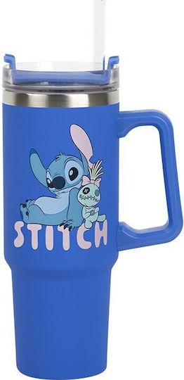 Paladone Παιδικό Παγούρι Lilo & Stitch Ανοξείδωτο με Καλαμάκι Μπλε 900ml