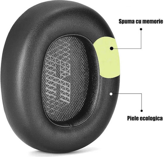 Set 2 Perne pentru Urechi Edman Jbl E65bt E65btnc Duet Nc Live 650btnc Live 660btnc 650 750nc V710 Piele Ecologică Neagră