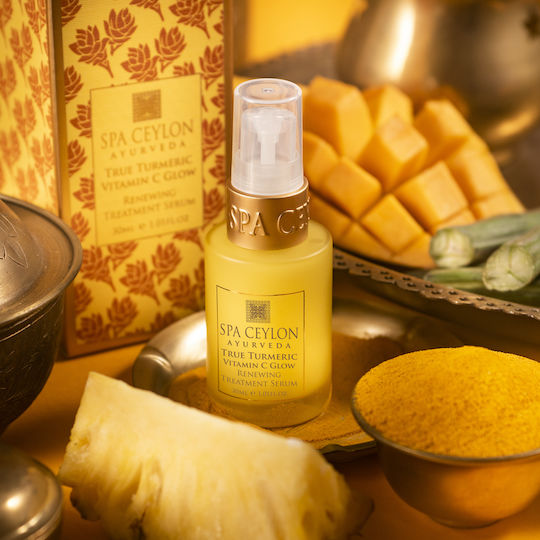 Spa Ceylon True Turmeric Vitamin C Glow Soothing & Moisturizing Serum Face & Eyes with Vitamin C for Radiance & Detoxification 30ml