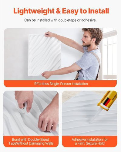 3D Wall Panels From PVC With Glue White 50x50cm