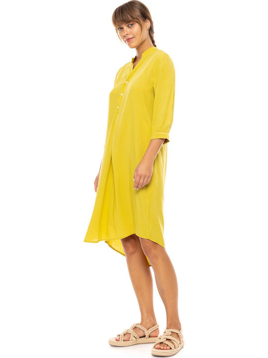 Γυναικείο Beachdress Pink Label Φόρεμα Yellow Regular Fit Viscose