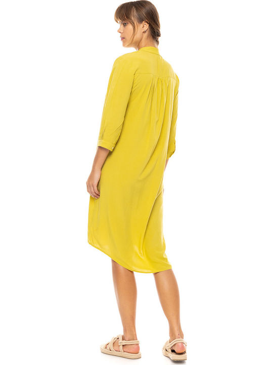 Γυναικείο Beachdress Pink Label Φόρεμα Yellow Regular Fit Viscose