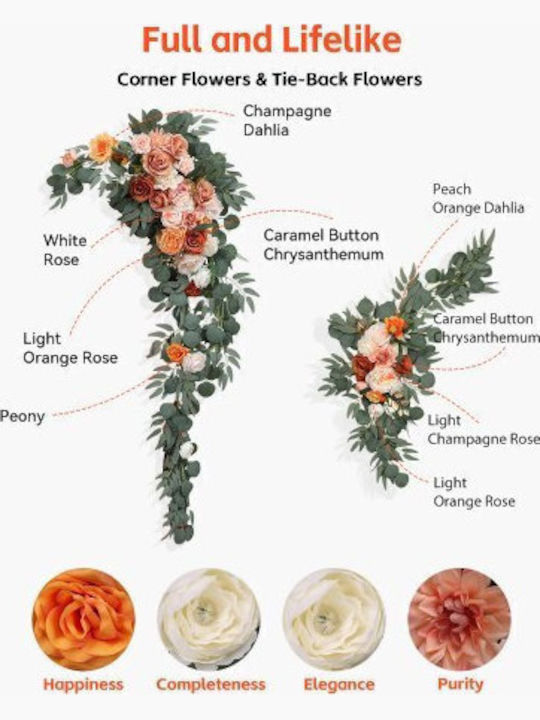 Vevor Artificial Wedding Flower Set Orange 2 Flowers & 3 Fabrics Hlgmhtj5jtcsi16lqv0