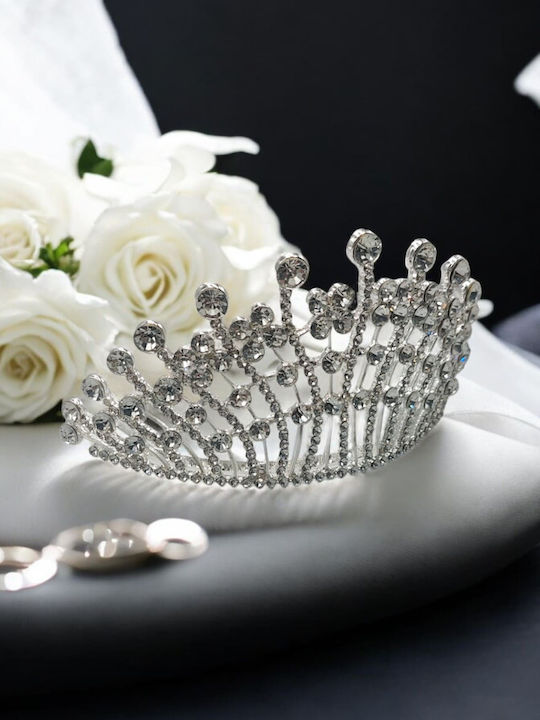 High Silver Rhinestone Zircon Bridal Tiara