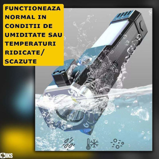 Lanternă LED Siks Echipată cu Ciocan de Siguranță, Cutter, Încărcare Magnetică USB, Baterie Reîncărcabilă 300 Lm, Rezistentă la Apă IP44, Material ABS, Negru Argintiu