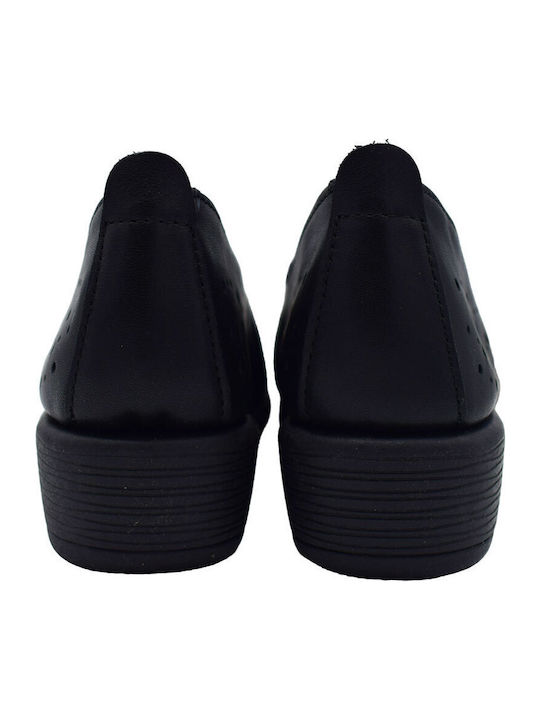 Ανατομικά Γυναικεία Slip-On Δερμάτινα Μαύρα