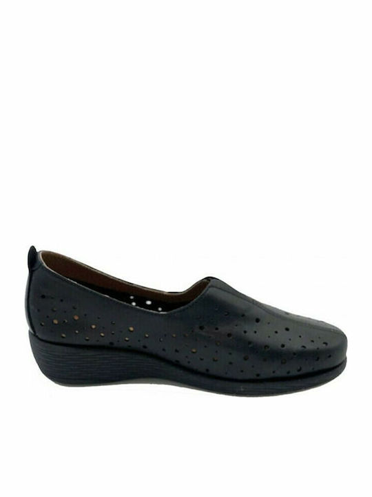 Ανατομικά Γυναικεία Slip-On Δερμάτινα Μαύρα
