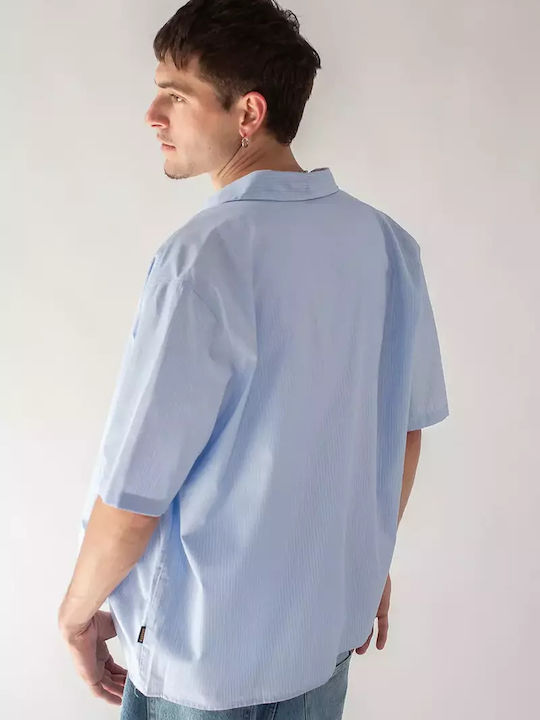 Kurzärmlig Baumwolle Hemd Gestreift Blue/white