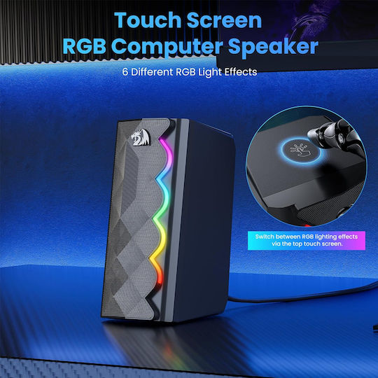 Redragon GS522 Ηχεία Υπολογιστή 2.0 με RGB Φωτισμό σε Μαύρο Χρώμα