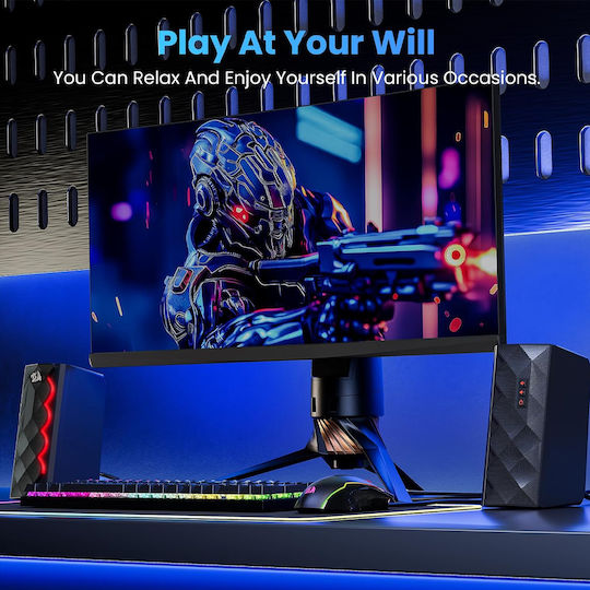 Redragon GS522 Ηχεία Υπολογιστή 2.0 με RGB Φωτισμό σε Μαύρο Χρώμα