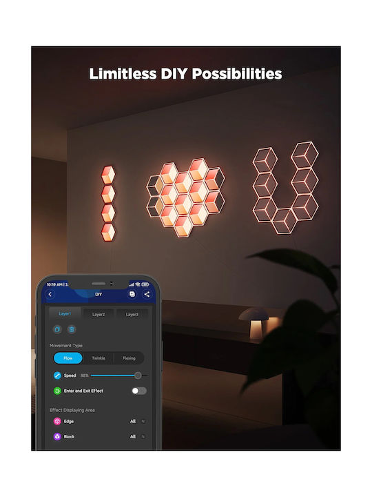 Govee Gaming Wall Glide Hexa Ultra Light Panels 7pcs Eu H606a