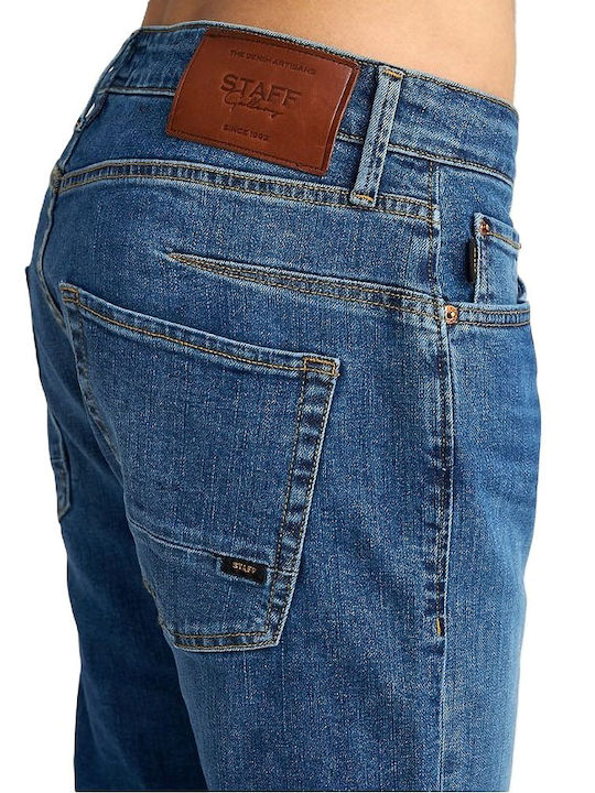 Simon Ανδρικό Παντελόνι Τζιν Ελαστικό με Slim Straight Εφαρμογή Μπλε