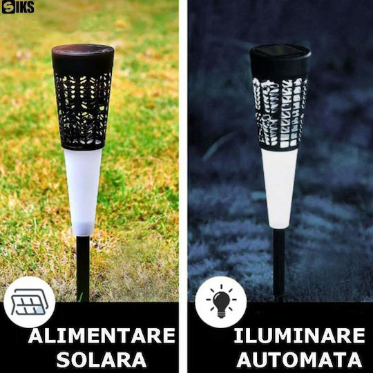 Set aus 6 dekorativen Solar-Außenlampen Siks Kaltweiß Mehrfarbig Solartrichter Lade-Gartenpfahl Lichtsensor Wasserdicht Schwarz
