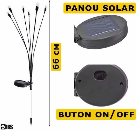 Set 2 Solar Garden Lamps Decorative Grass Solar Charging 8 Leds Firefly Effect 2 Light Modes Includes Stake Waterproof Warm White