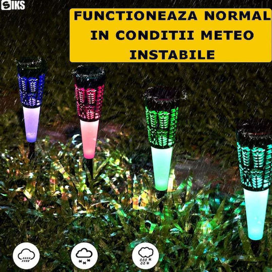 Set aus 6 dekorativen Solar-Außenlampen Siks Kaltweiß Mehrfarbig Solartrichter Lade-Gartenpfahl Lichtsensor Wasserdicht Schwarz