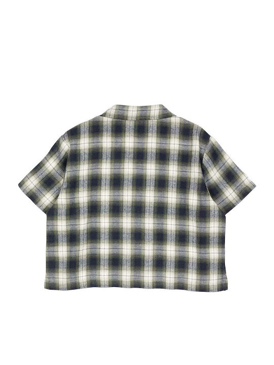 Women's Checked Short Sleeve Shirt Navy - Green