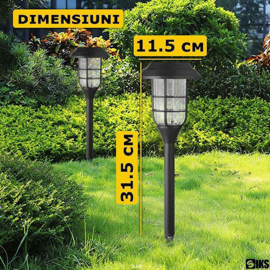 Set 6 Stück dekorative Solarleuchten Außen Garten Laternenart Solaraufladung Pfahl Licht Sensor Wasserdicht Polykristallines Solarpanel Warmes Licht Schwarz