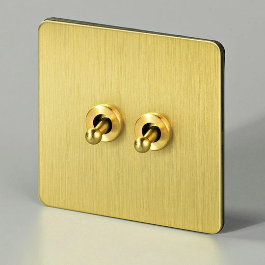 Comutator Metalic Royalgold Vichema 2gang 2way 10a Aur