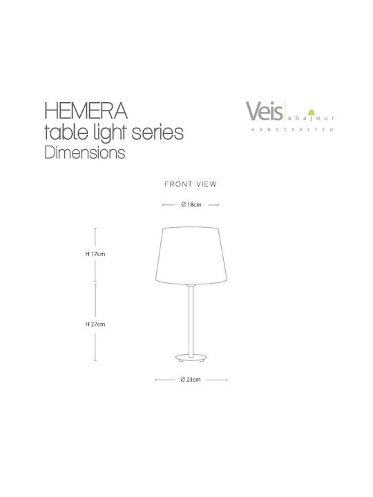 Veis Metal Table Lamp for Socket E14 with Yellow Shade and Silver Base