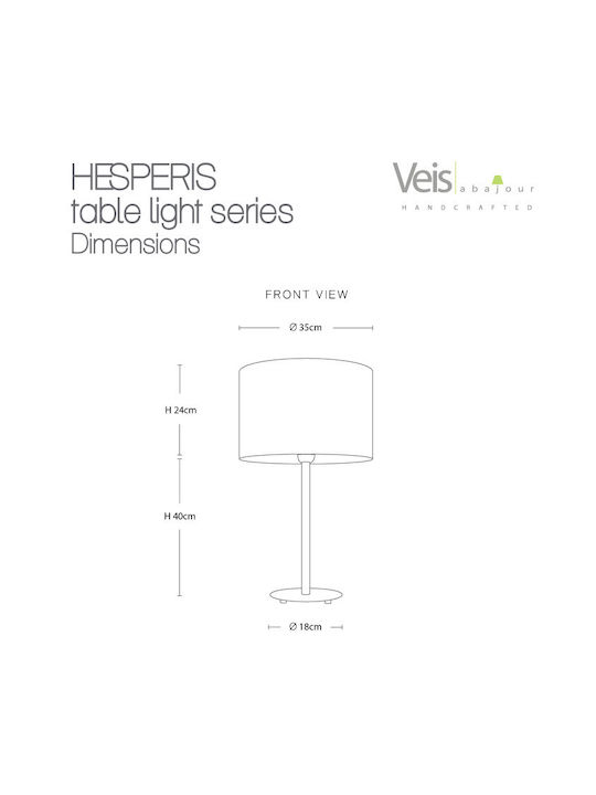 Veis Metal Table Lamp for Socket E27 with White Shade and Silver Base