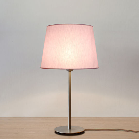 Veis Metal Table Lamp for Socket E14 with Lilac Shade and Silver Base