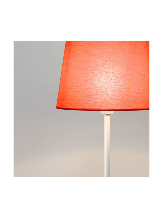 Veis Fabric Table Lamp for Socket E14 with Red Shade and White Base