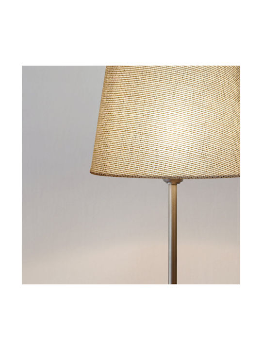 Veis Metal Table Lamp for Socket E14 with Beige Shade and Silver Base