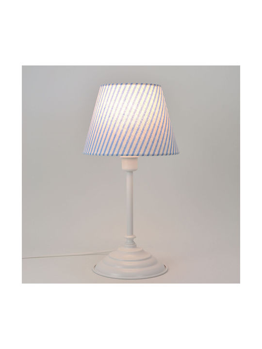 Veis Metal Vintage Table Lamp for Socket E14 with Light Blue Shade and White Base