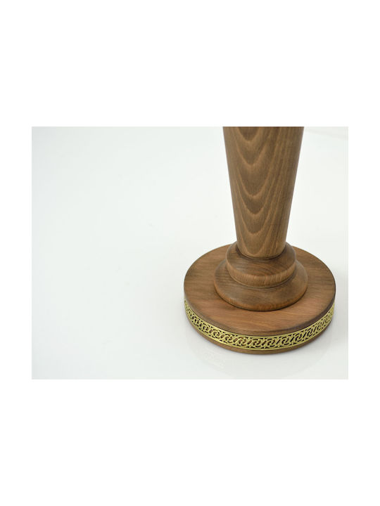 Veis Wood Table Lamp for Socket E27 with Beige Shade and Brown Base