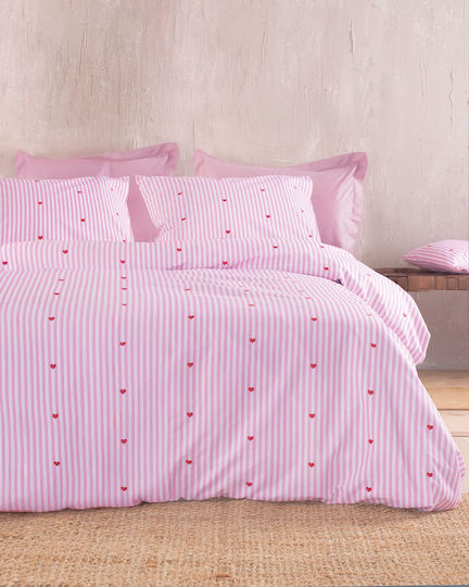 Rythmos Young Heart Set Kinderbettbezug Einzel mit Kissenbezug Baumwolle Rosa 160x250cm