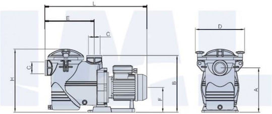 ImL Pool Pump Europa Filter Single-Phase with Horsepower 2hp and Maximum Water Flow 24000 liters/hour