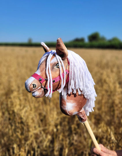 Hobby Horse Small Stick Horse Premium Spotted Tobiano White Mane A4